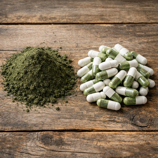 Ashwagandha Pulver und Kapseln im Vergleich