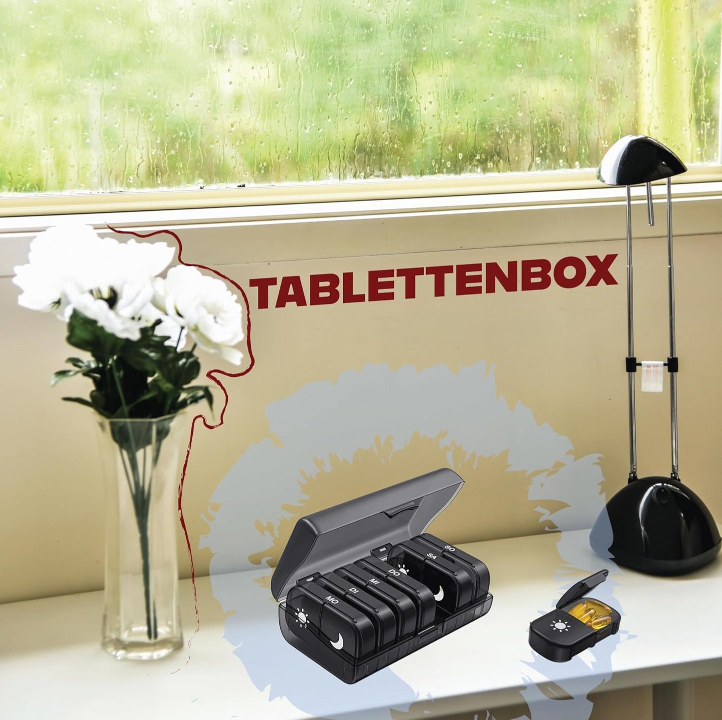 Tablettenbox - 7 Tage - Schwarz