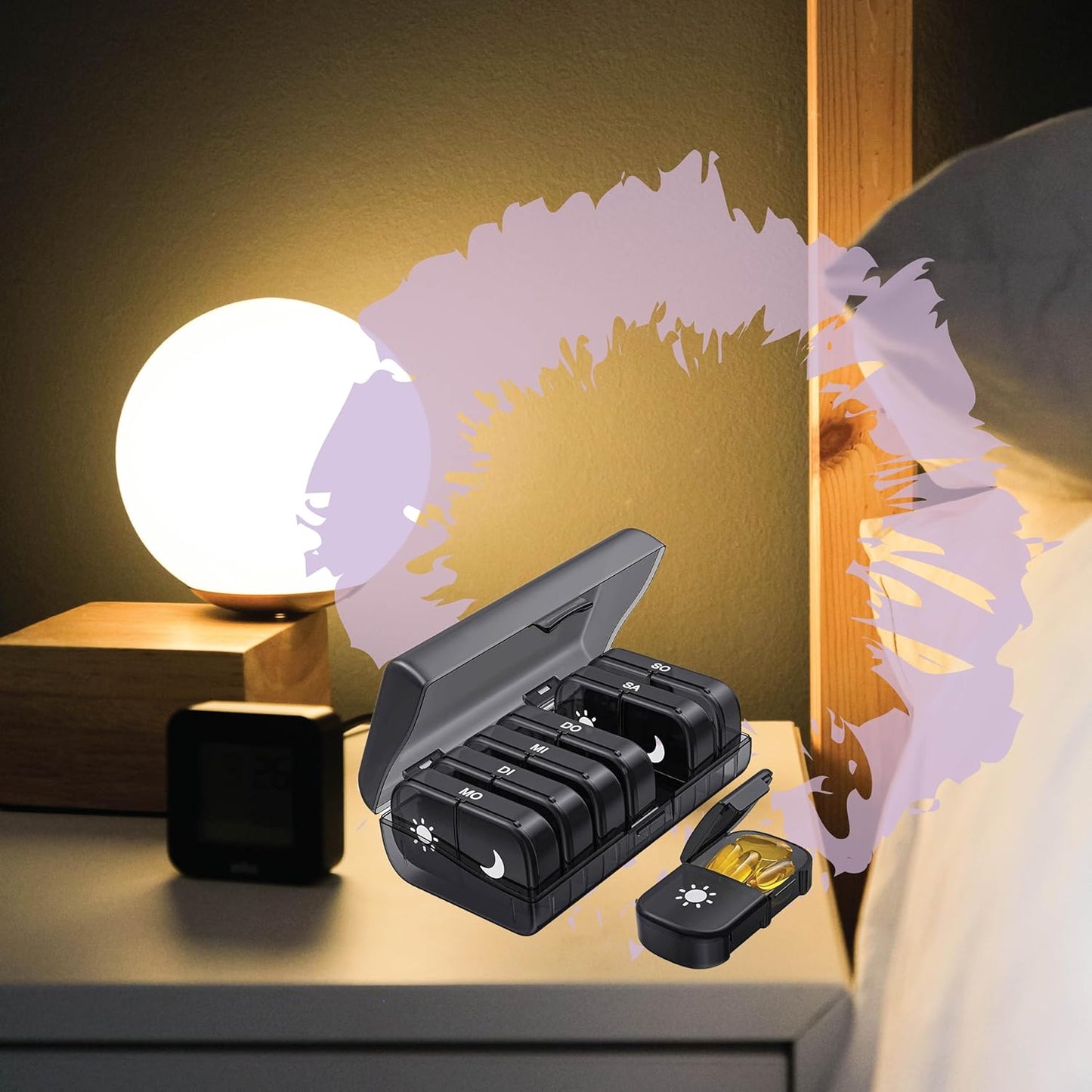 Tablettenbox - 7 Tage - Schwarz