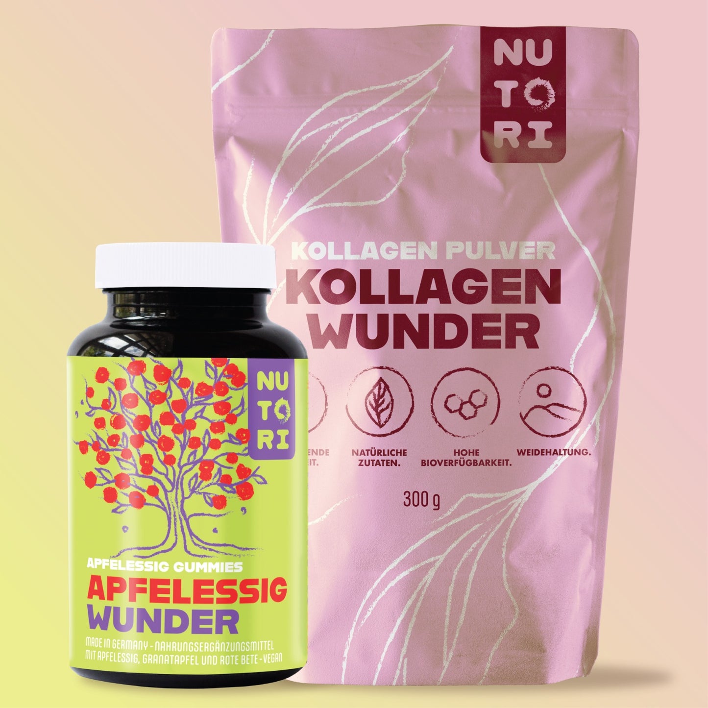 Set "WUNDER" mit Kollagenpulver & Apfelessig-Gummies