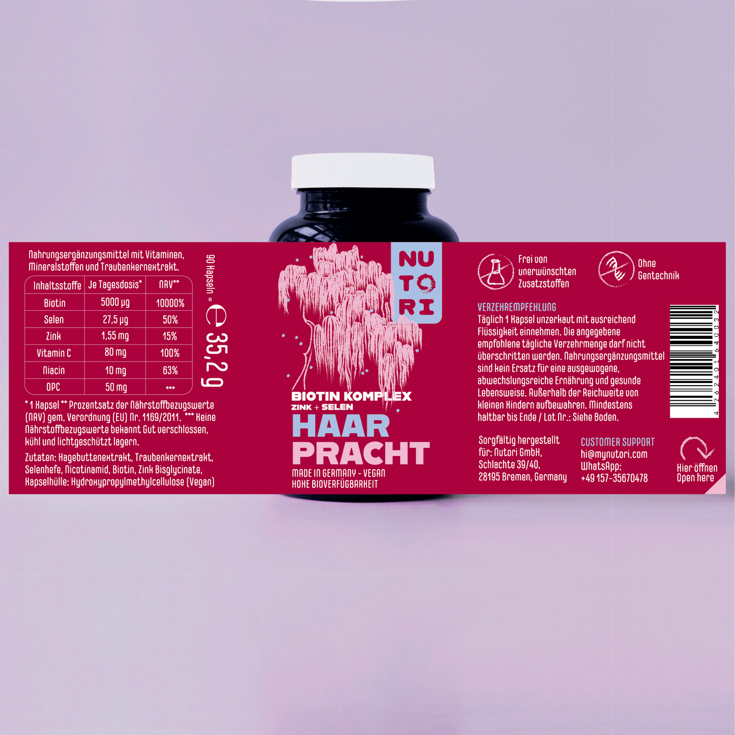 Biotin Haar Komplex Kapseln | Für Haarwachstum & Vitalität | Nutori